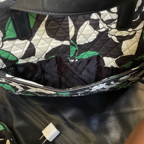 Vera Bradley Imperial Rose Commuter Tote Bag  Faux Leather Trim  + make up bag - Picture 9 of 14